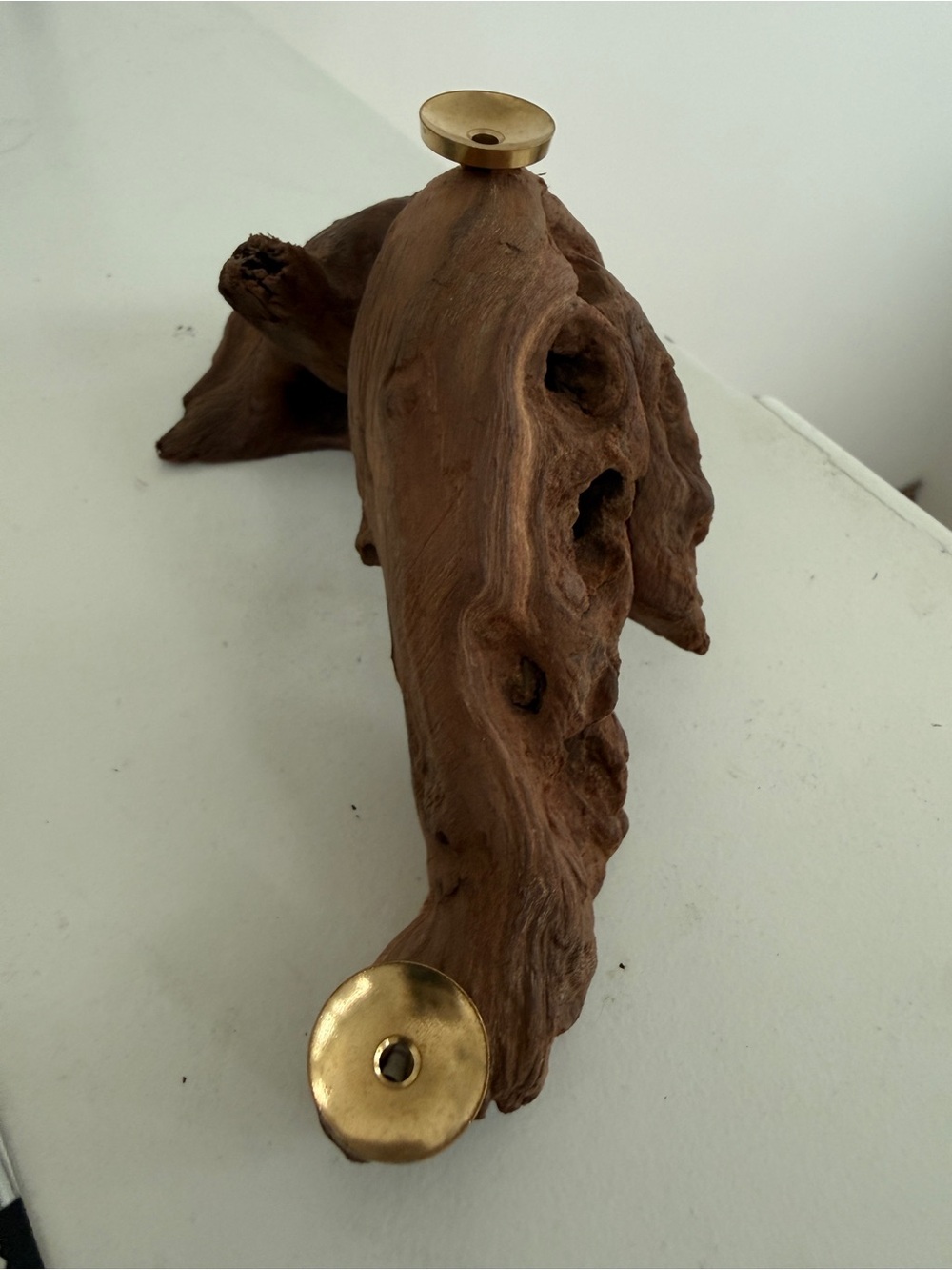 Natural Driftwood Base Display - Double Sphere Holder Crystal Stand